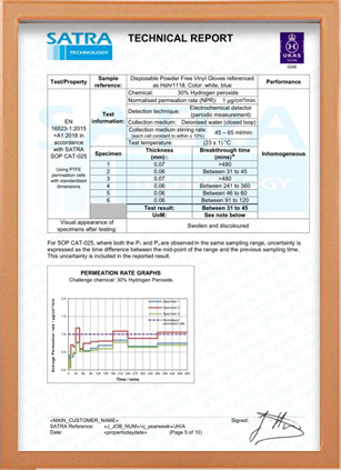 vinyl gloves and nitrile gloves certificate