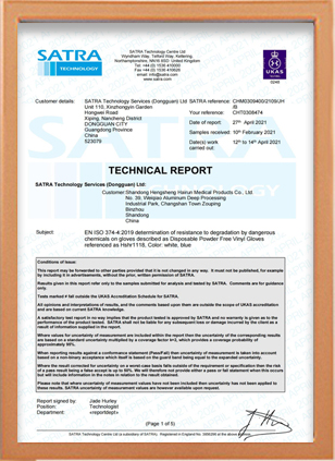 vinyl gloves and nitrile gloves certificate