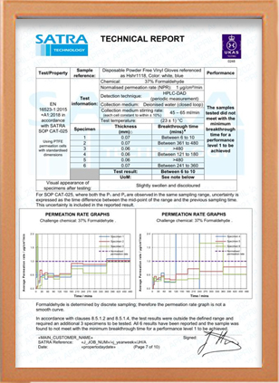vinyl gloves and nitrile gloves certificate